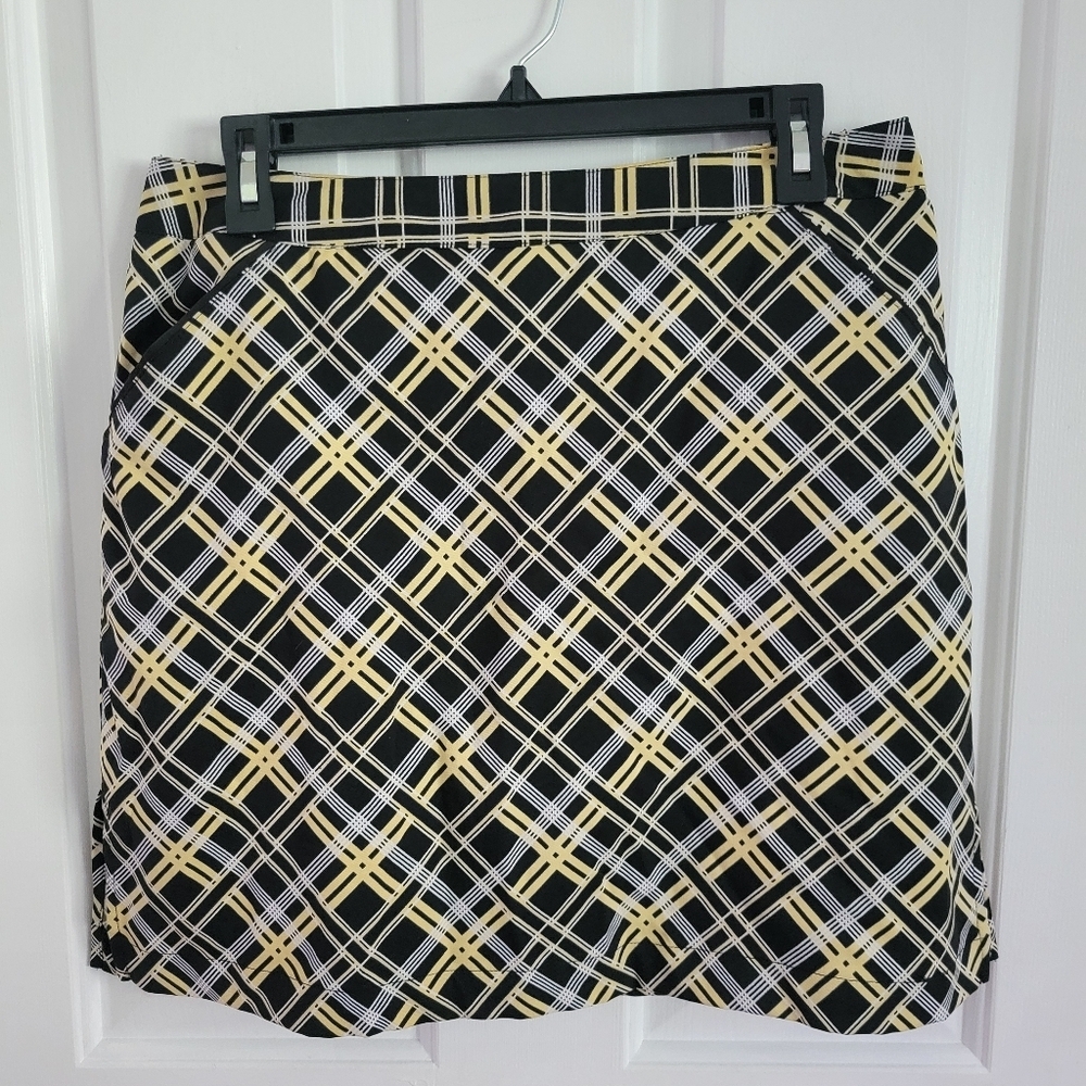 Coral Bay Golf Women's Black Yellow Plaid Golf Skort Size 10